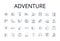 Adventure line icons collection. Journey, Quest, Exploration, Excursion, Expedition, Risk-taking, Daredevilry vector and