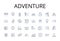 Adventure line icons collection. Journey, Quest, Exploration, Excursion, Expedition, Risk-taking, Daredevilry vector and