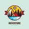 Adventure mountain - concept badge vector illustration. Expedition explorer creative logo in flat style. Discovery outdoor sign.