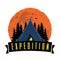 Adventure Night Expedition Campfire Camping Camp Logo Design Vector