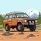 Adventure offroad overland SUV in the mountain vector