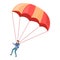 Adventure parachuting icon, cartoon style