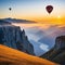 Adventure seekers soar high above mountain range in hotr balloon generated by