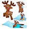 Adventure set Christmas deer isolated on white background. Vector cartoon close-up illustration.