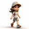 Adventure-themed 2d Model Of Ashley With Brown Hat And White Shorts
