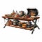 Adventure Themed Buffet Table With Grill Vector Illustration