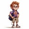 Adventure-themed Cartoon Boy With Glasses And Backpack