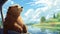 Adventure-themed Furry Art: Animal Gazing At River In Hd