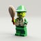 Adventure-themed Lego Green Person With Hammer - Photorealistic 3d Rendering