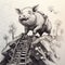 Adventure-themed Pig Drawing On Wooden Platform