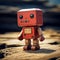 Adventure-themed Red Robot On Wooden Background