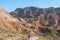 Adventure traveler enjoy masterpieces of nature in Danxia Geopark, Zhangye, Gansu, China