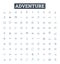 Adventure vector line icons set. Voyage, Exploration, Excursion, Quest, Trek, Tour, Thrill illustration outline concept