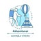 Adventurer concept icon. Adventurous lifestyle idea thin line illustration. Traveling, mountain climbing, participating