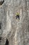 Adventurers climbing on large rocks in a national park