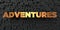 Adventures - Gold text on black background - 3D rendered royalty free stock picture