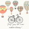 Adventures. Illustration with bicycle and air balloons in vintage hipster style