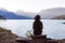 Adventurous Adult Caucasian Woman enjoying the scenery of Howe Sound.