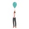 Adventurous Businessman Character Soaring Above The Clouds On A Colorful Balloon, Defying Gravity, Vector Illustration