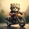 Adventurous Cartoon Cat On A Motorcycle