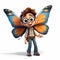 Adventurous Cartoon Character With Butterfly Wings And Glasses