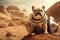 Adventurous French Bulldog on a Space Rover Expedition. Generative AI