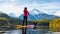 Adventurous Girl Paddle Boarding on Levette Lak