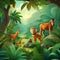 Adventurous jungle safari with cute animals and lush vegetation Playful and lively illustration for childrens books or nature-th