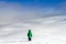 An adventurous little boy walking near the clouds on the high mountains