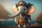 Adventurous Little Elephant in Pirate Attire Ready for Treasure Hunt