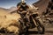 Adventurous motorcyclist riding through breathtaking mountain scenery on an exciting tour