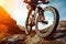 Adventurous Mountain Bike Man Riding through Thrilling Trails and Experiencing the Great Outdoors. created with Generative AI