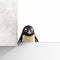 Adventurous Penguin Curiously Peeking Around a Corner Amidst Scenic Background. Generative AI