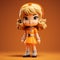 Adventurous Schoolgirl: A Ceramic Orange Character Model With Volumetric Lighting