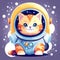 Adventurous Tabby Cat Astronaut in Outer Space