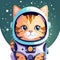 Adventurous Tabby Cat Astronaut in Outer Space