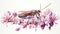 Adventurous Watercolor Earwig Navigating Through Intricate Geranium Petals AI Generated