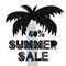 Advert card with lettering 40 summer sale wit palm and sun in scandinavian style. Vector illustration. Can be used as