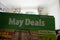 Advert on junk mail through the post advertising the May Spring Sale, huge discounts and low