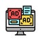 advertisement banners on computer screen color icon vector illustration