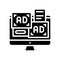 advertisement banners on computer screen glyph icon vector illustration