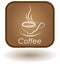 Advertisement for coffee, restaurant, button for website, cafe