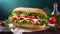 Advertisement food photography. Sandwich vegetables. AI art generated