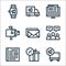advertisement line icons. linear set. quality vector line set such as announcement, gift, magazine, users, email, mailbox, blog,