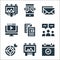 Advertisement line icons. linear set. quality vector line set such as event, billboard, target, users, brochure, online video,