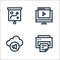 Advertisement line icons. linear set. quality vector line set such as printer, cloud, online video