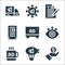 Advertisement line icons. linear set. quality vector line set such as value, zeppelin, merchandising, view, advertising,