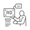 advertiser of ad placement line icon vector illustration