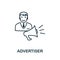 Advertiser icon. Simple line element from affiliate marketing collection. Thin Advertiser icon for templates, infographics and