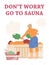 Advertising banner or poster for sauna procedures, flat vector illustration.